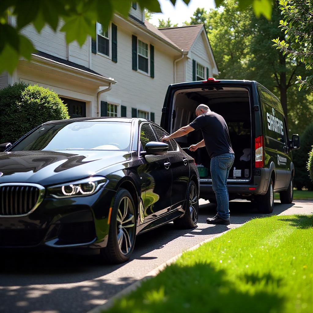 Full car detailing service including interior and exterior cleaning