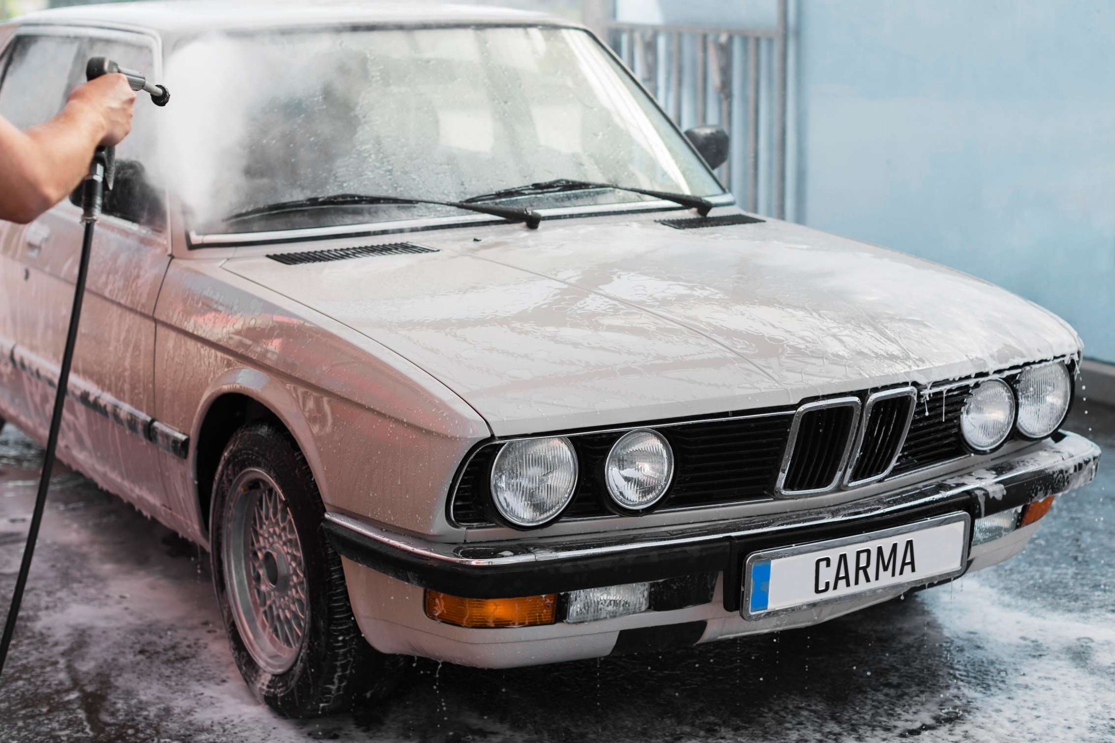 Exterior car detailing with paint correction and ceramic coating